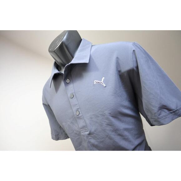 Puma Golf Polo Athletic Gray Short Sleeve Performance Stretch Shirt Mens Medium - Picture 1 of 11